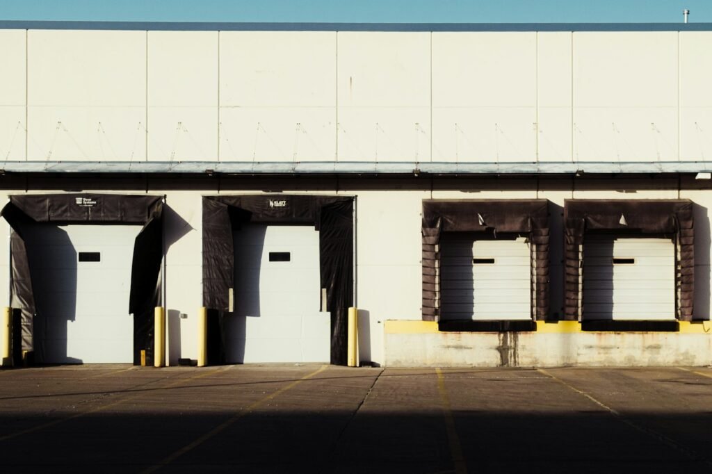 Commercial building with a row of loading docks